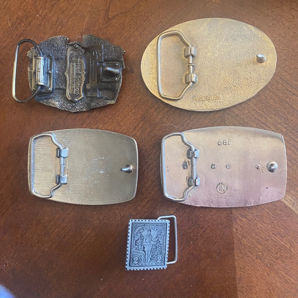 Vintage Belt Buckle Lot 5pc 1980 Olympics 1982 Worlds Fair Texas Constitution‎ - Picture 2 of 3